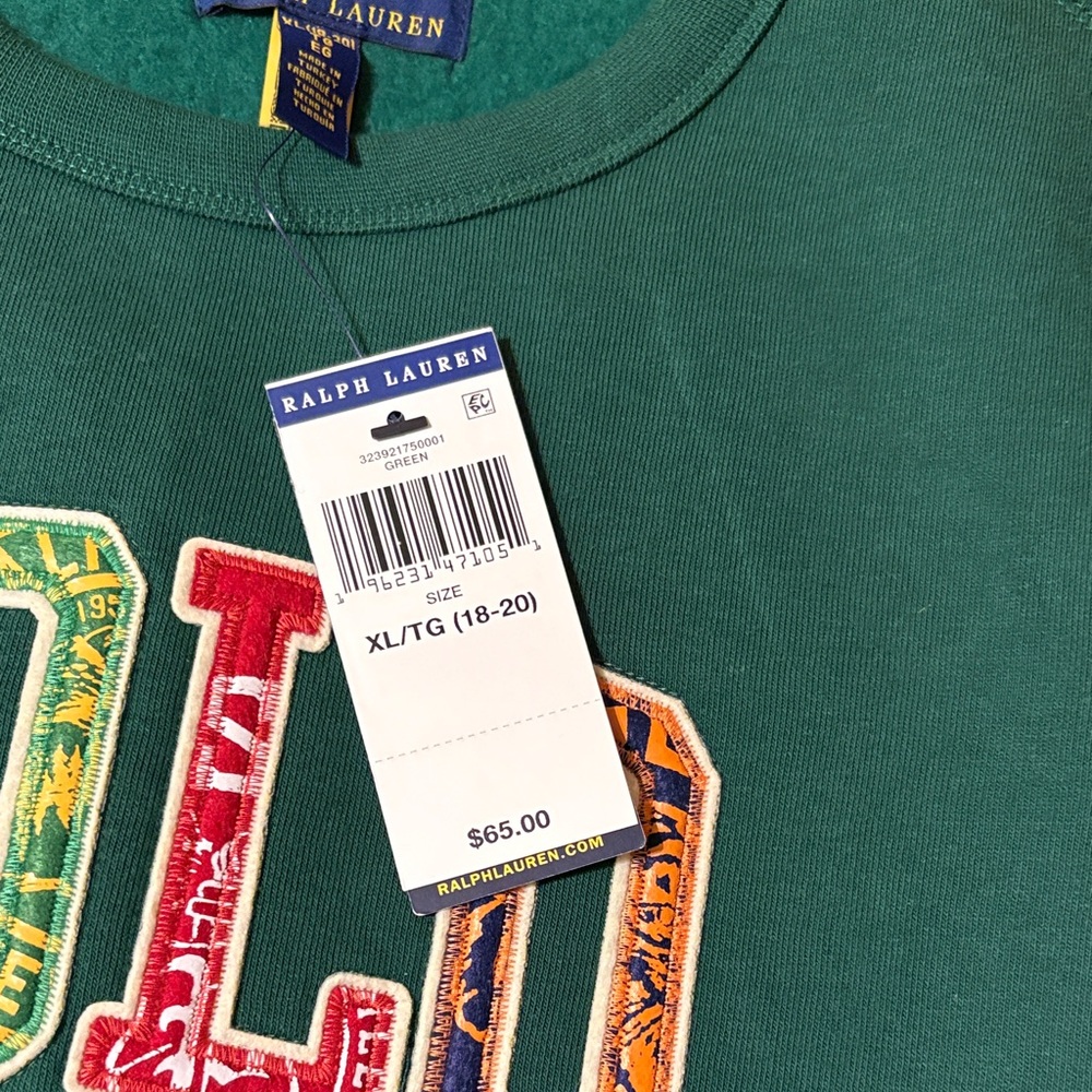 Polo by Ralph Lauren Multicolor Logo Green Crewneck Sweater - Picture 2 of 2